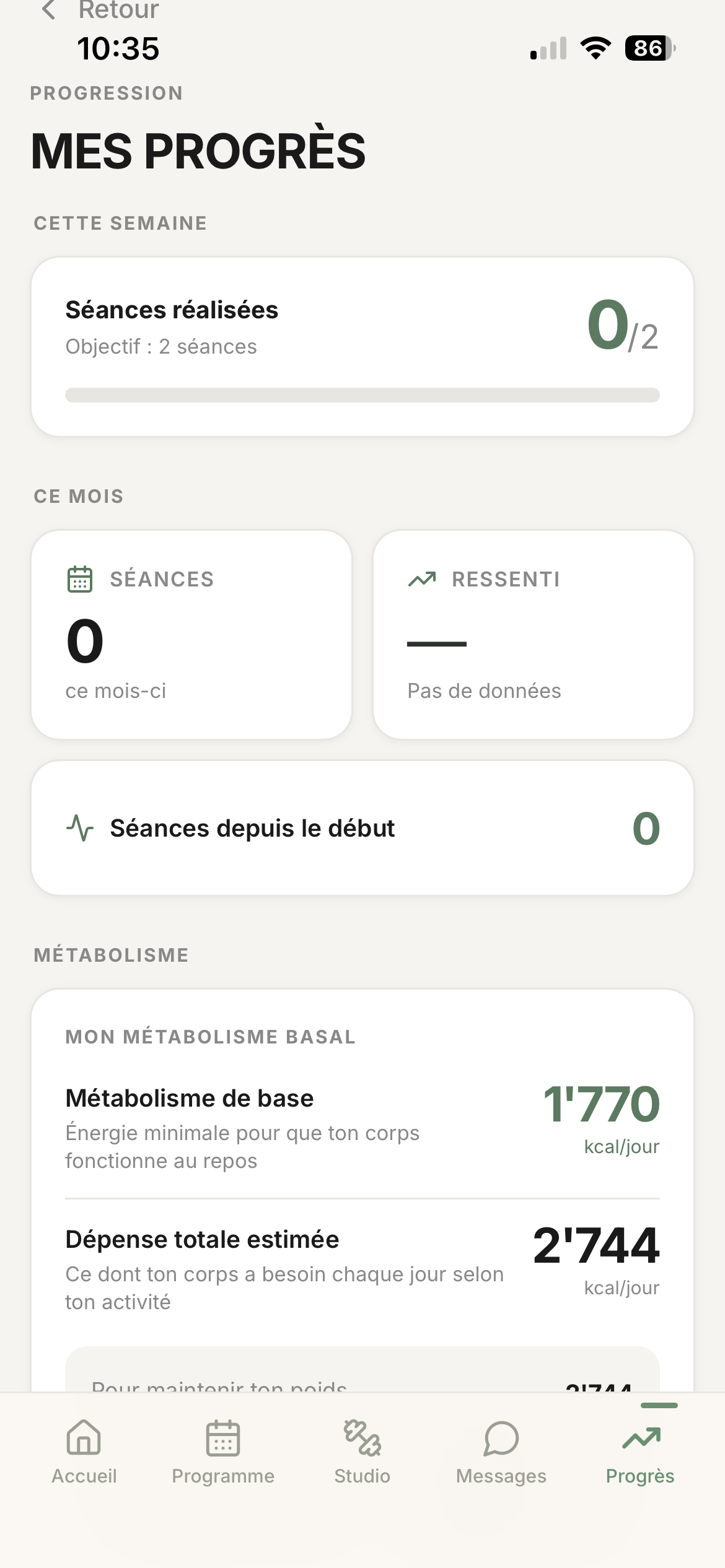 App Studio Gym 360 — Ta progression